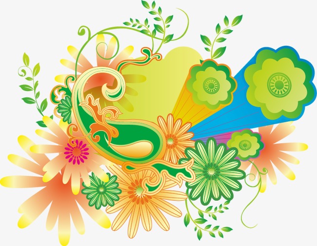 手绘彩色花朵图案