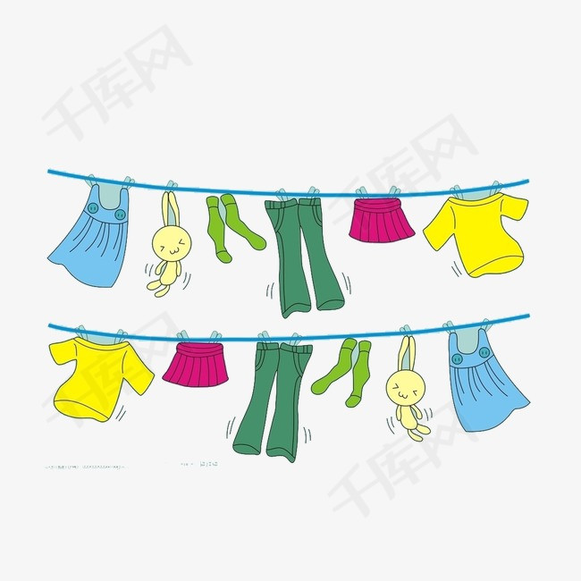 矢量手绘晒衣服素材图片免费下载_高清装饰图案psd