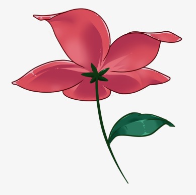 卡通手绘玫瑰浪漫红色花朵免扣元素