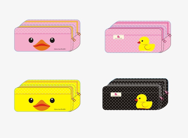 卡通鸭子图案笔袋