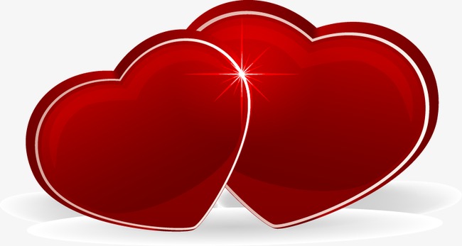 手绘红色双心白边图案