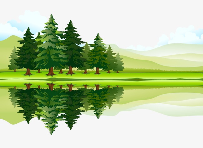 卡通手绘风格青山绿水草地装饰元素