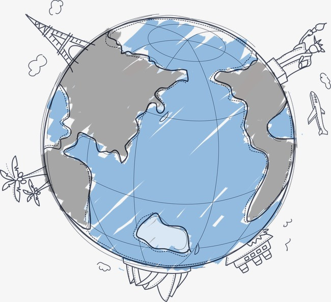 手绘简约线条地球