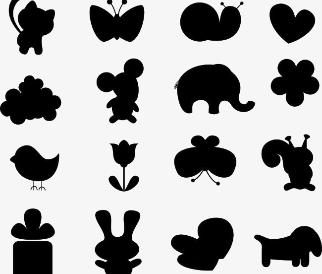 精致黑色动物翅膀剪影倒影元素设计