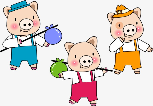 小猪卡通手绘对话栏矢量免扣元素设计