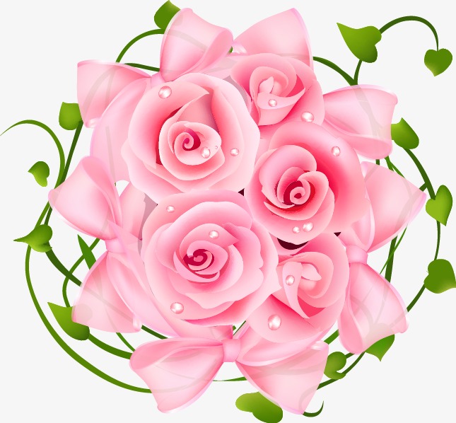 矢量粉色花朵图案