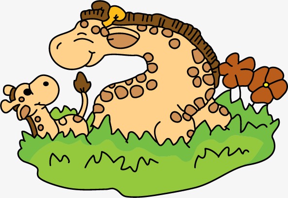 长颈鹿平面卡通可爱动物免扣元素设计