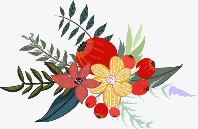 精美彩色装饰花草花卉植物