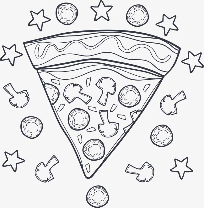 手绘餐饮快餐披萨png素材-90设计