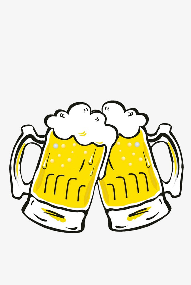 手绘夏日喝酒啤酒杯图片