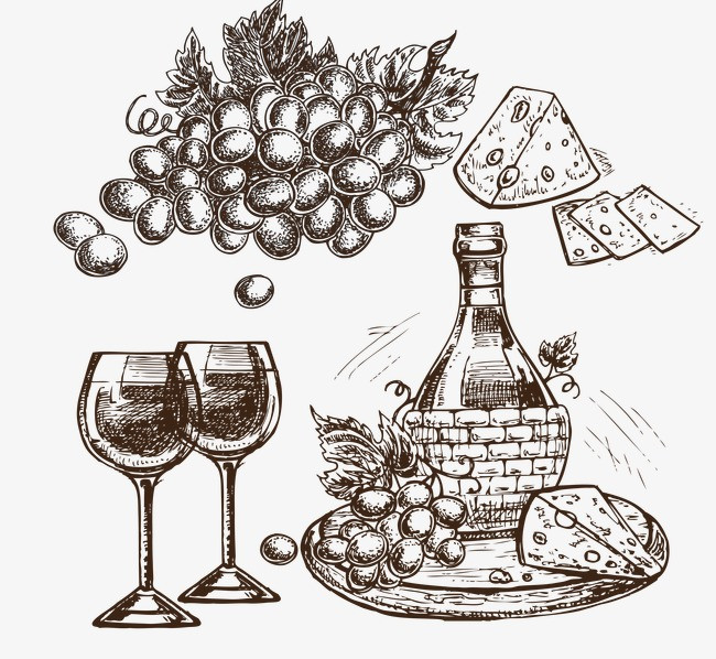 手绘葡萄酒葡萄元素