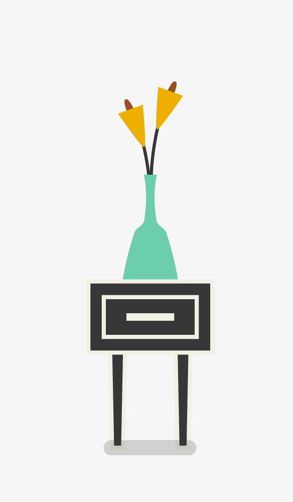 元旦新年过年元宵节中国风喜庆装饰背景祥云祥云茶几桌子花瓶插画树枝