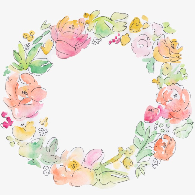 手绘花环_水彩花环png素材-90设计