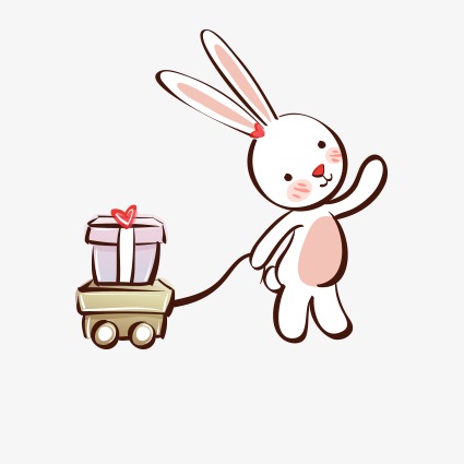 手绘卡通可爱莲花兔子中秋装饰元素