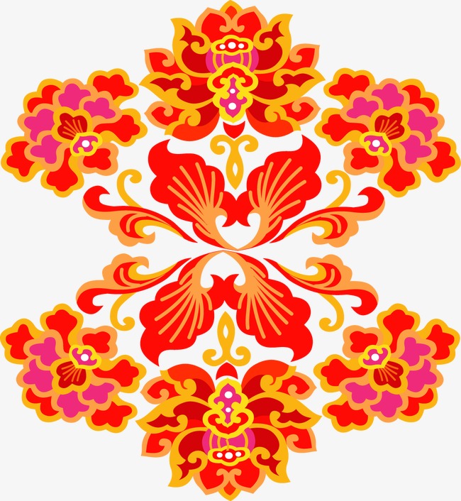 花纹六角形红色