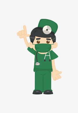 绿色衣服男护士向上