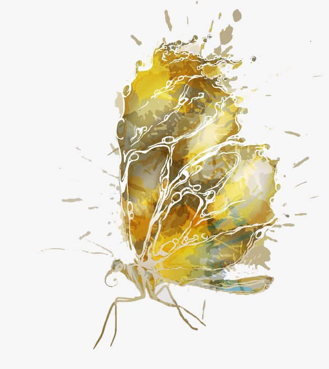 创意手绘动物蝴蝶黄色矢量元素设计