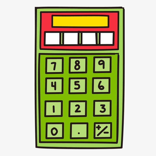 矢量卡通绿色计算器