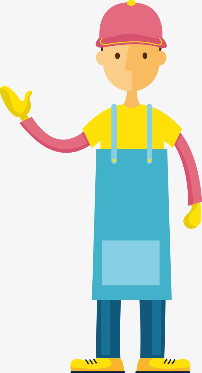 卡通男性服务生矢量图