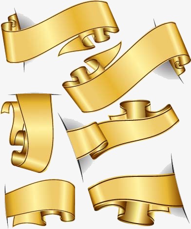 黄色飘带矢量素材