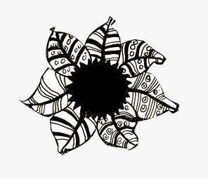 手绘黑白线条花卉素材
