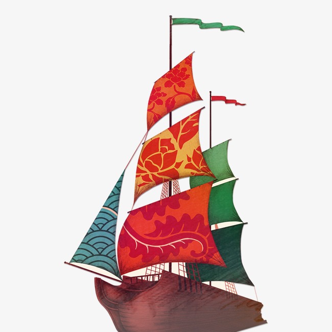 手绘木质帆船