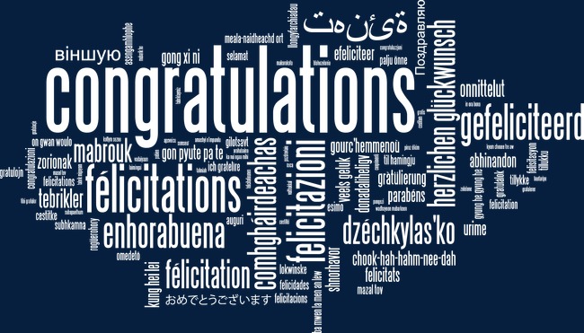 矢量多国语言祝贺艺术字体