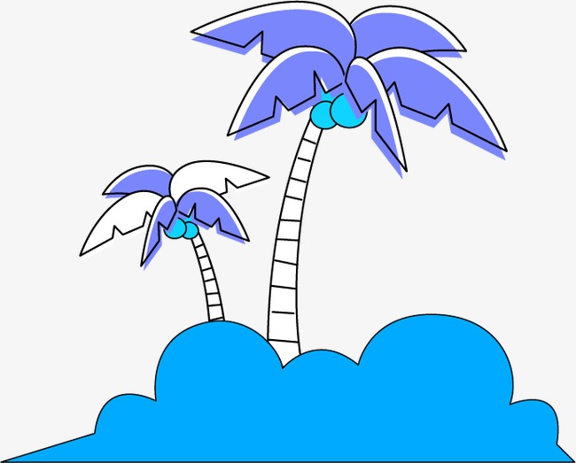 卡通装饰风景插画树木椰树植物元素