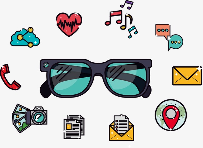 矢量卡通眼镜【高清装饰元素png素材】-90设计