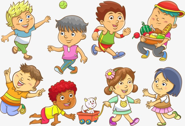 开学季卡通上学捧着书本的小朋友