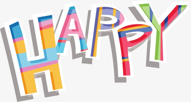 矢量卡通happy艺术字【高清艺术字体png素材】-90设计