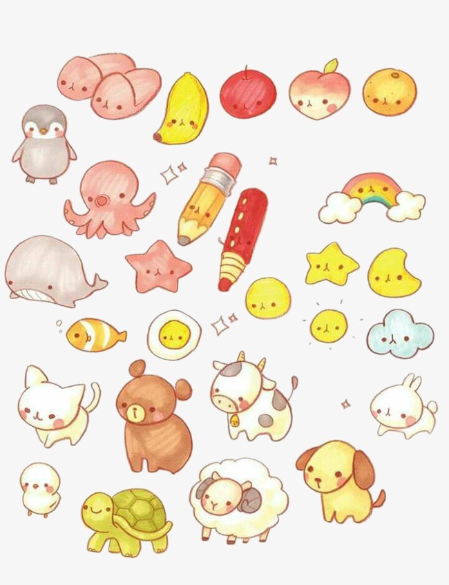 卡通手绘可爱小动物棕色萌萌小牛