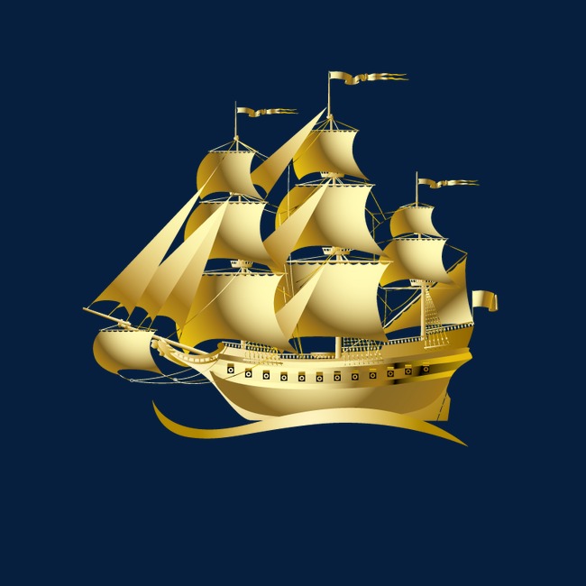 矢量金色船png素材-90设计