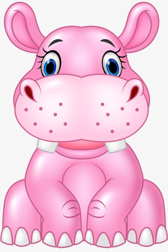 卡通手绘可爱小动物小河马英文字母