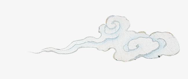 手绘国潮风古风亭子山落日祥云流云飞鸟元素设计