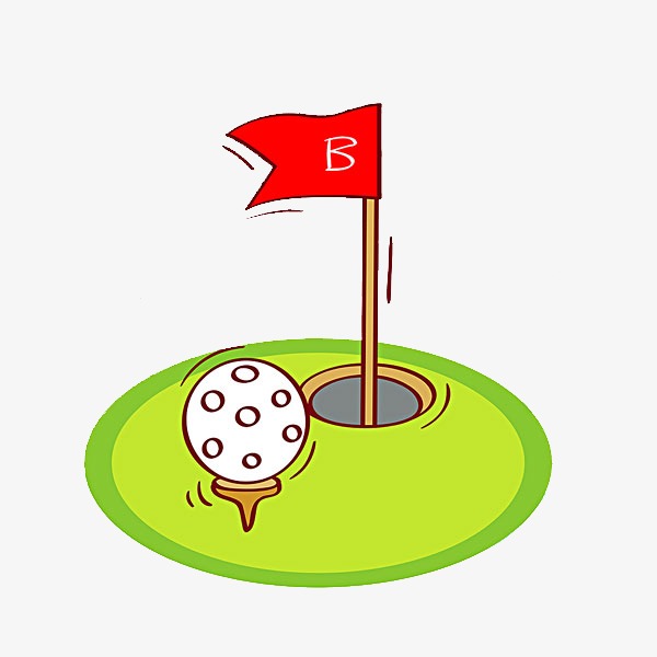 冬季冬日卡通手绘打高尔夫球