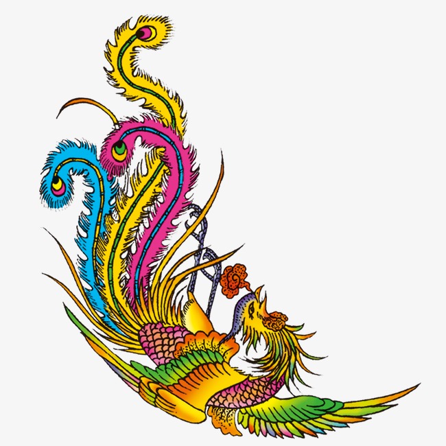 凤凰红色线条底纹古典暗纹免抠装饰元素