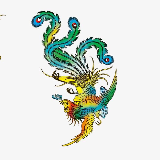 凤凰红色线条底纹古典暗纹免抠装饰元素