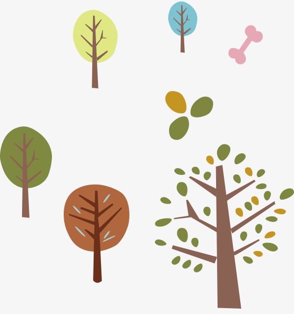 矢量五棵树卡通