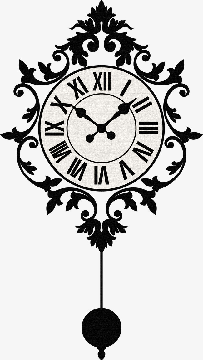 时尚简约时钟手绘钟表挂钟元素设计