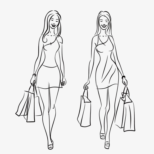 简笔购物女郎