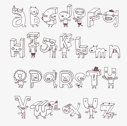 卡通背景_卡通形象字母png素材-90设计