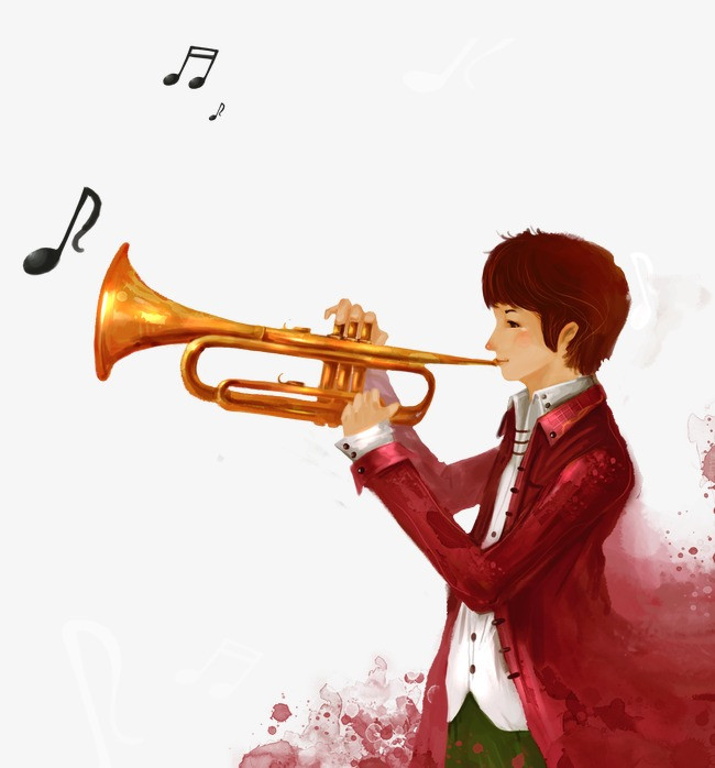 卡通手绘人物元宵节可爱儿童吹唢呐