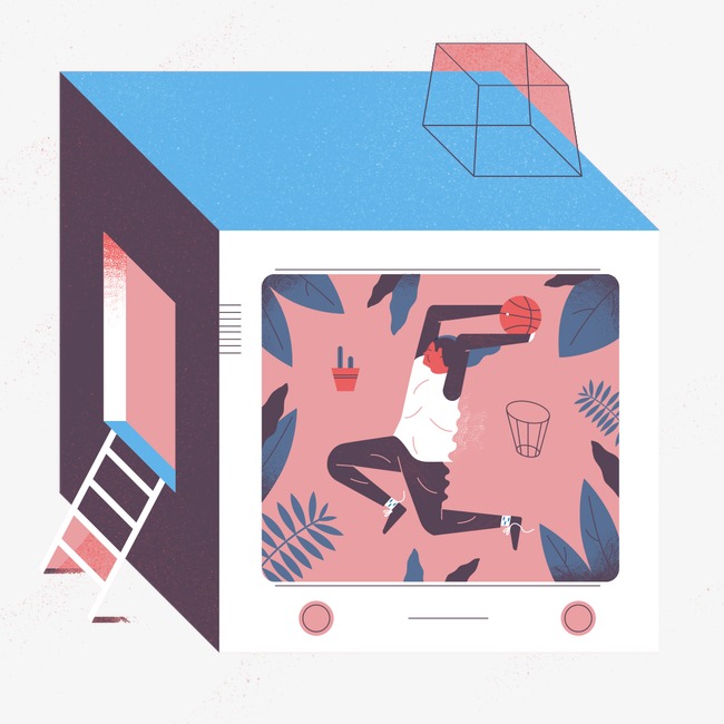 创意手绘方形篮球