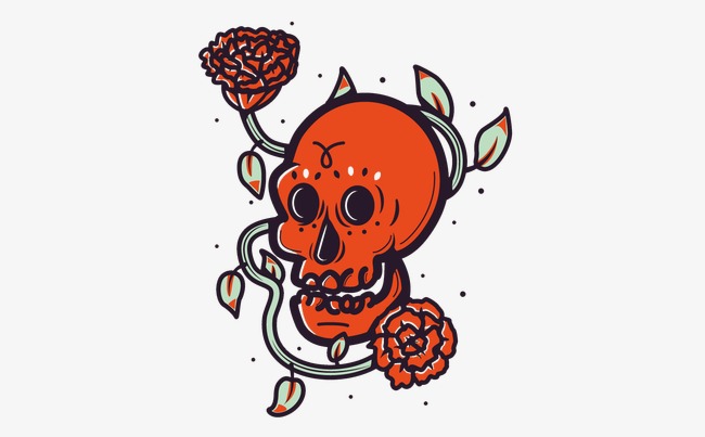 创意彩绘骷髅花朵