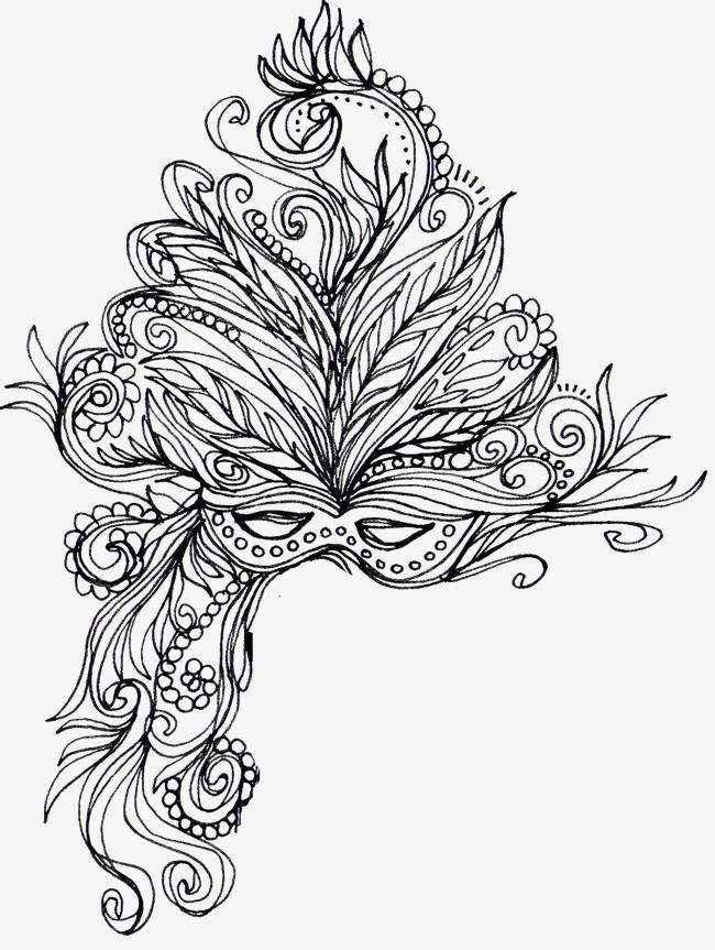 线稿素描黄金木乃伊面具