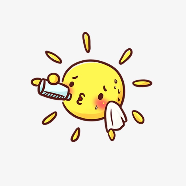 原创手绘卡通夏天喝椰汁戴太阳帽的女孩