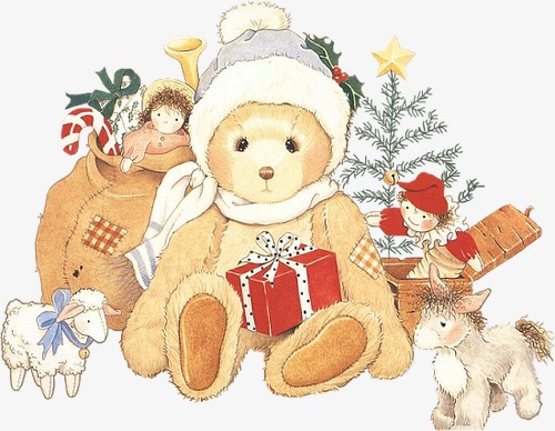 手绘圣诞节小熊边框