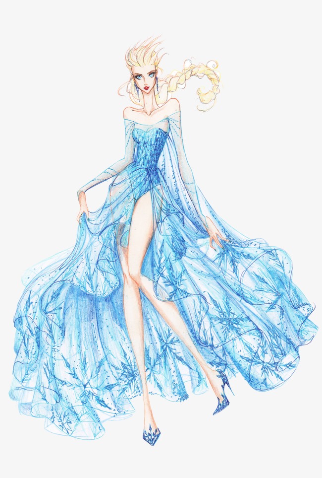 唯美礼服婚纱设计插画