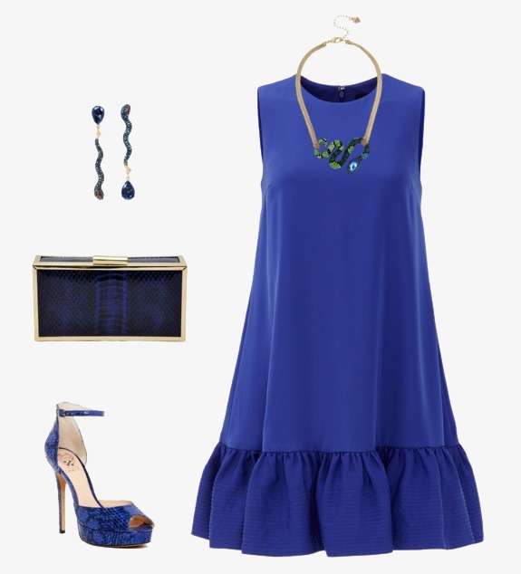 蓝色裙子和包包【高清装饰元素png素材】-90设计